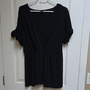 Torrid Women's Plus Size 2 Black Wrap Blouse Top Shirt with Long Sleeves